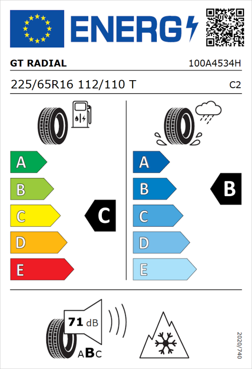 Tyre Label for GT Radial Maxmiler Pro 225/65R16 112/110T